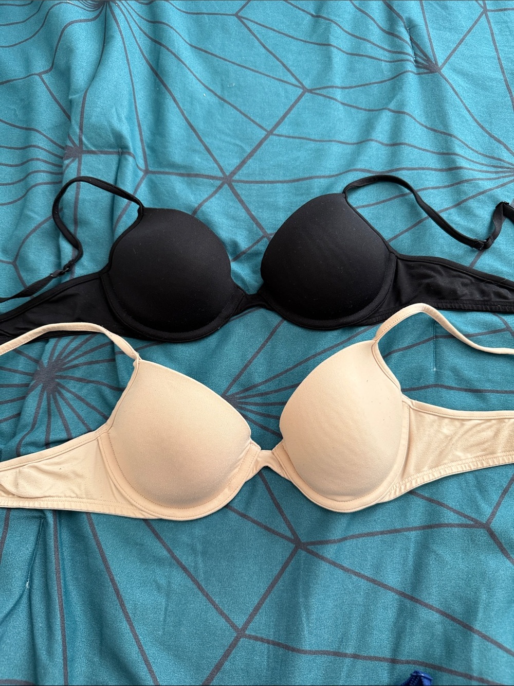 PINK Victoria's Secret Two-Pack Demi T-Shirt Bras - Black & Nude